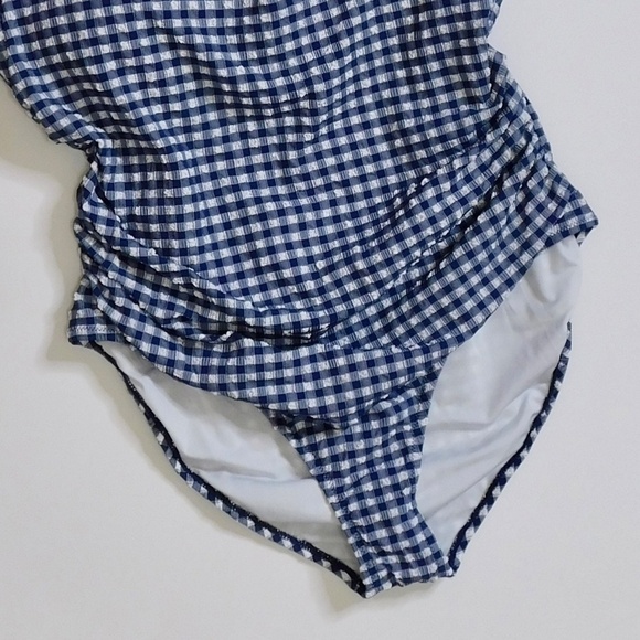 NWT! J. CREW Nia Ruched Squareneck One-Piece Blue White Dark Evening Swimsuit 18 - Picture 5 of 16